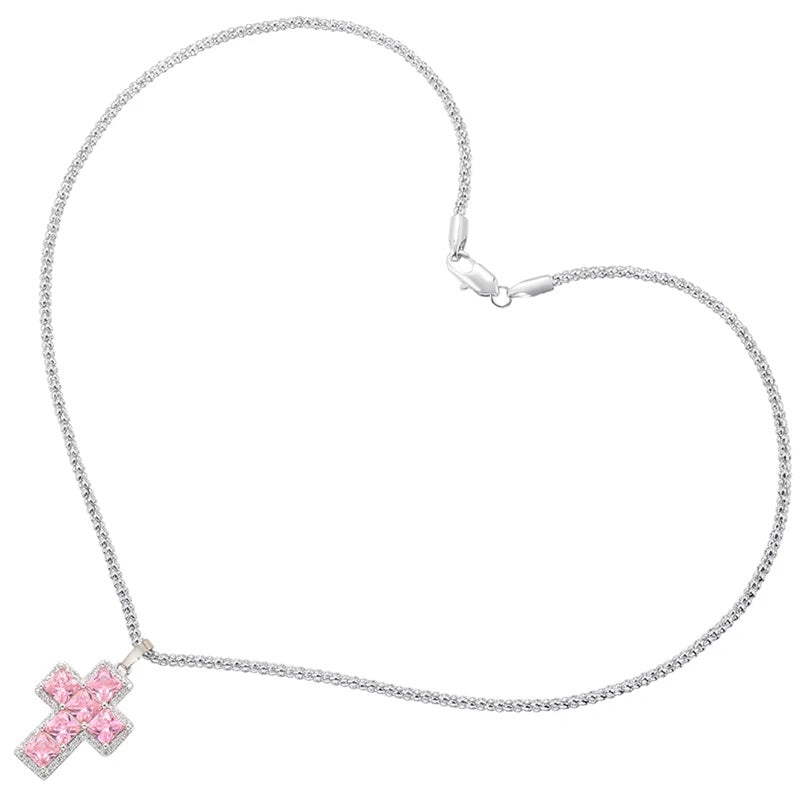 1Pcs Cross Pendants Brass Cubic Zirconia Cross Charms Necklaces