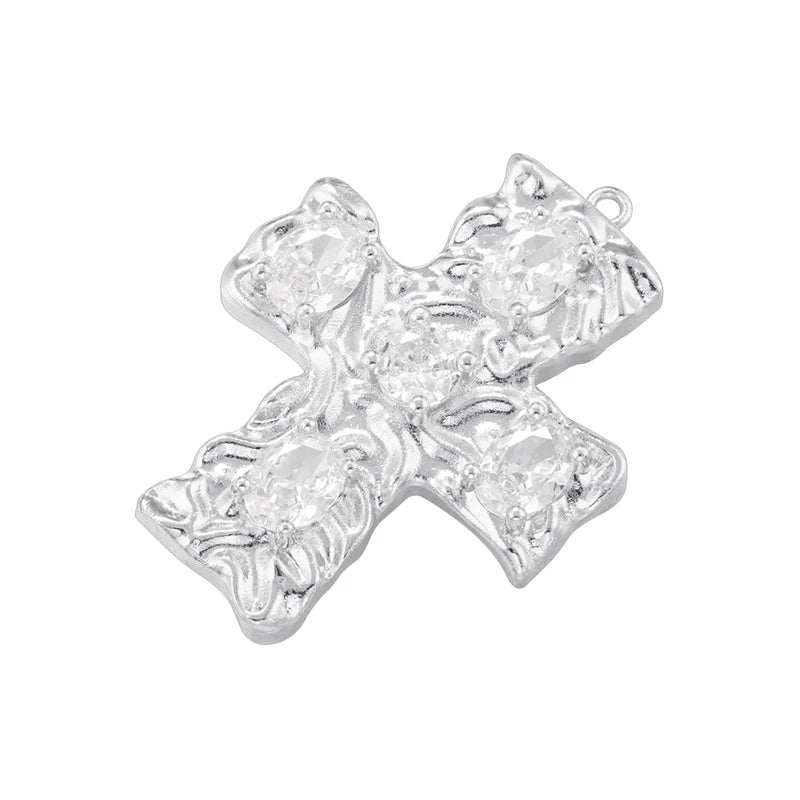 1Pcs Cross Pendants Brass Cubic Zirconia Cross Charms Necklaces