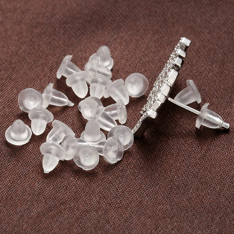 200pcs/lot Clear Soft Silicone Rubber Earring Backs Safety Rubber Stopper