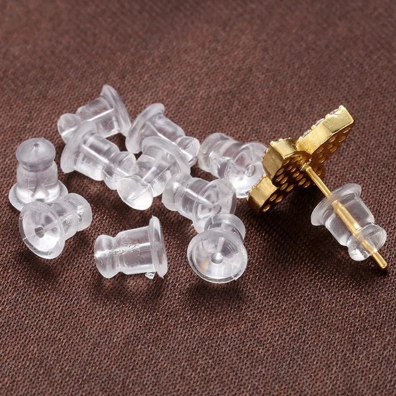 200pcs/lot Clear Soft Silicone Rubber Earring Backs Safety Rubber Stopper