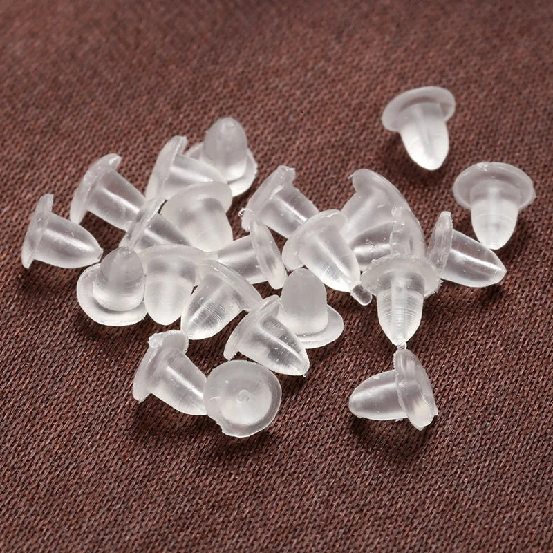 200pcs/lot Clear Soft Silicone Rubber Earring Backs Safety Rubber Stopper