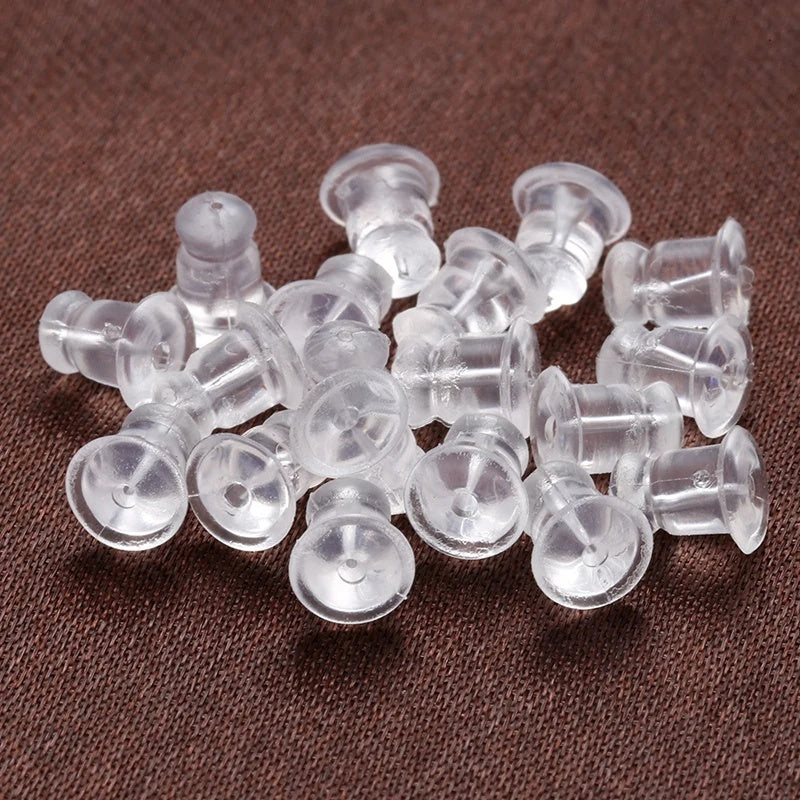 200pcs/lot Clear Soft Silicone Rubber Earring Backs Safety Rubber Stopper