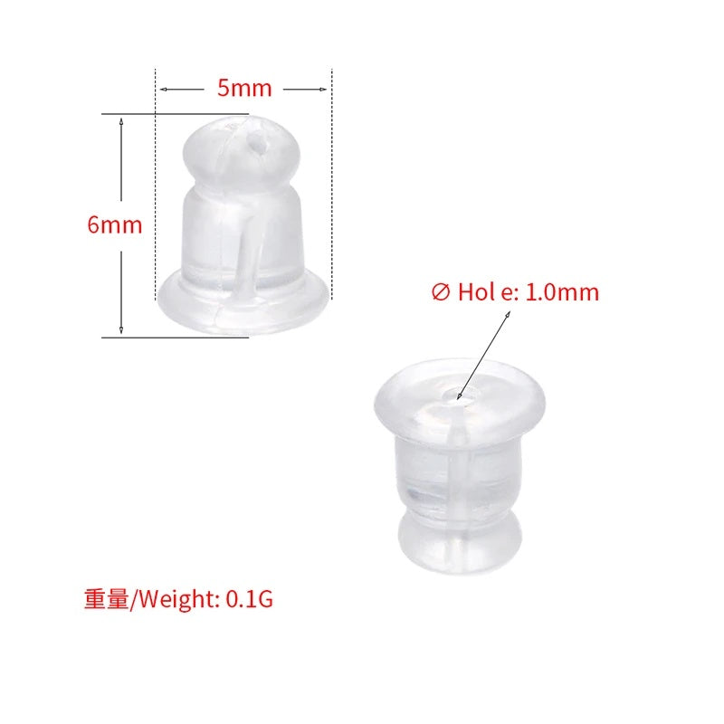 200pcs/lot Clear Soft Silicone Rubber Earring Backs Safety Rubber Stopper