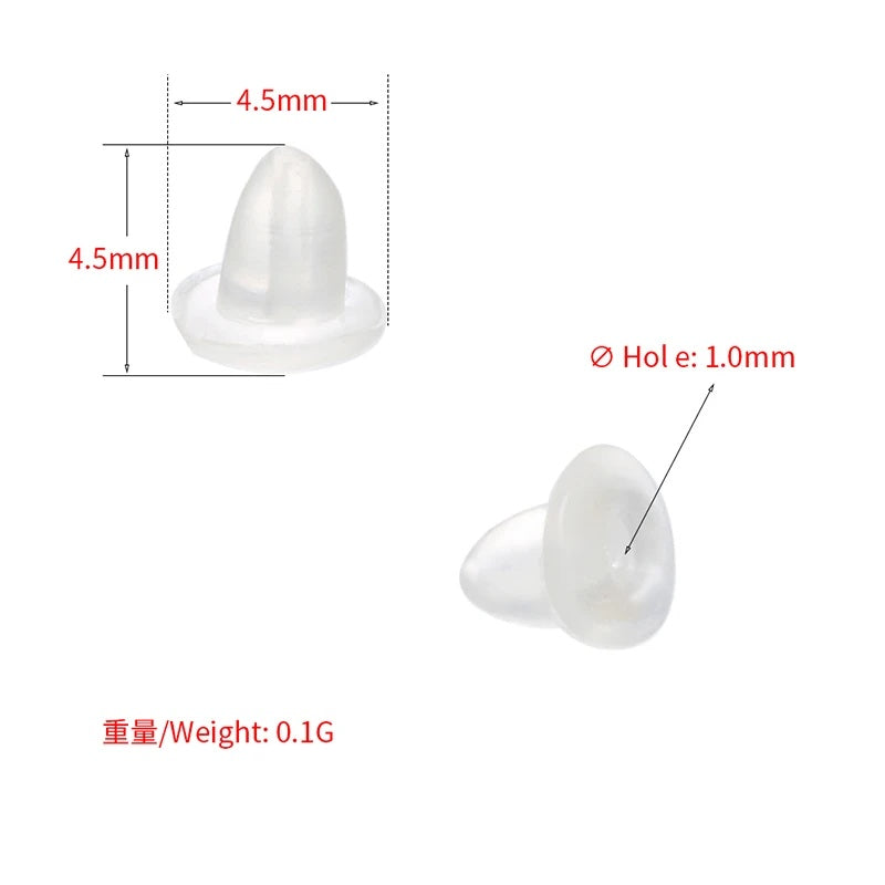 200pcs/lot Clear Soft Silicone Rubber Earring Backs Safety Rubber Stopper