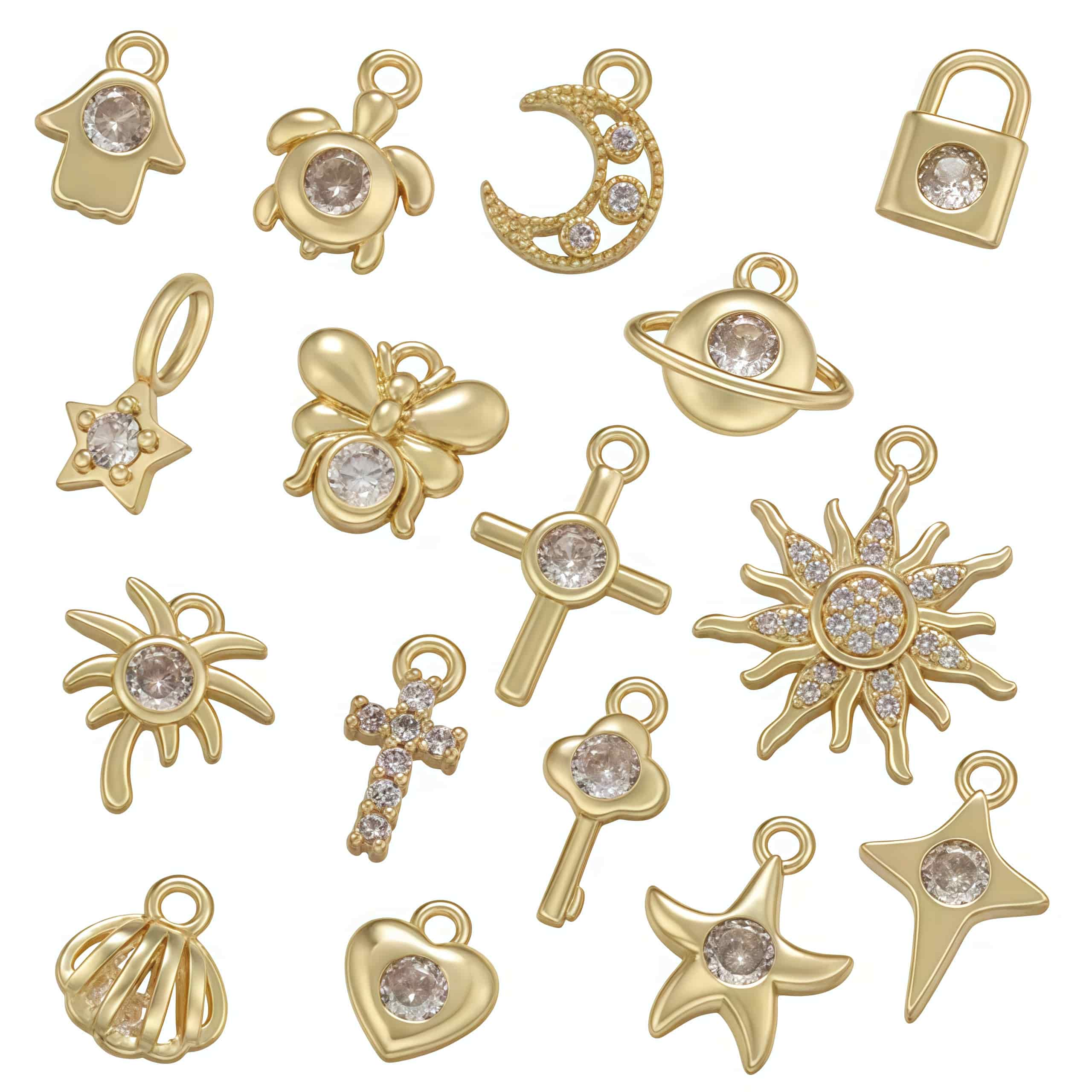 1Pcs Gold Color Silver Color Sun Moon Mini Charms