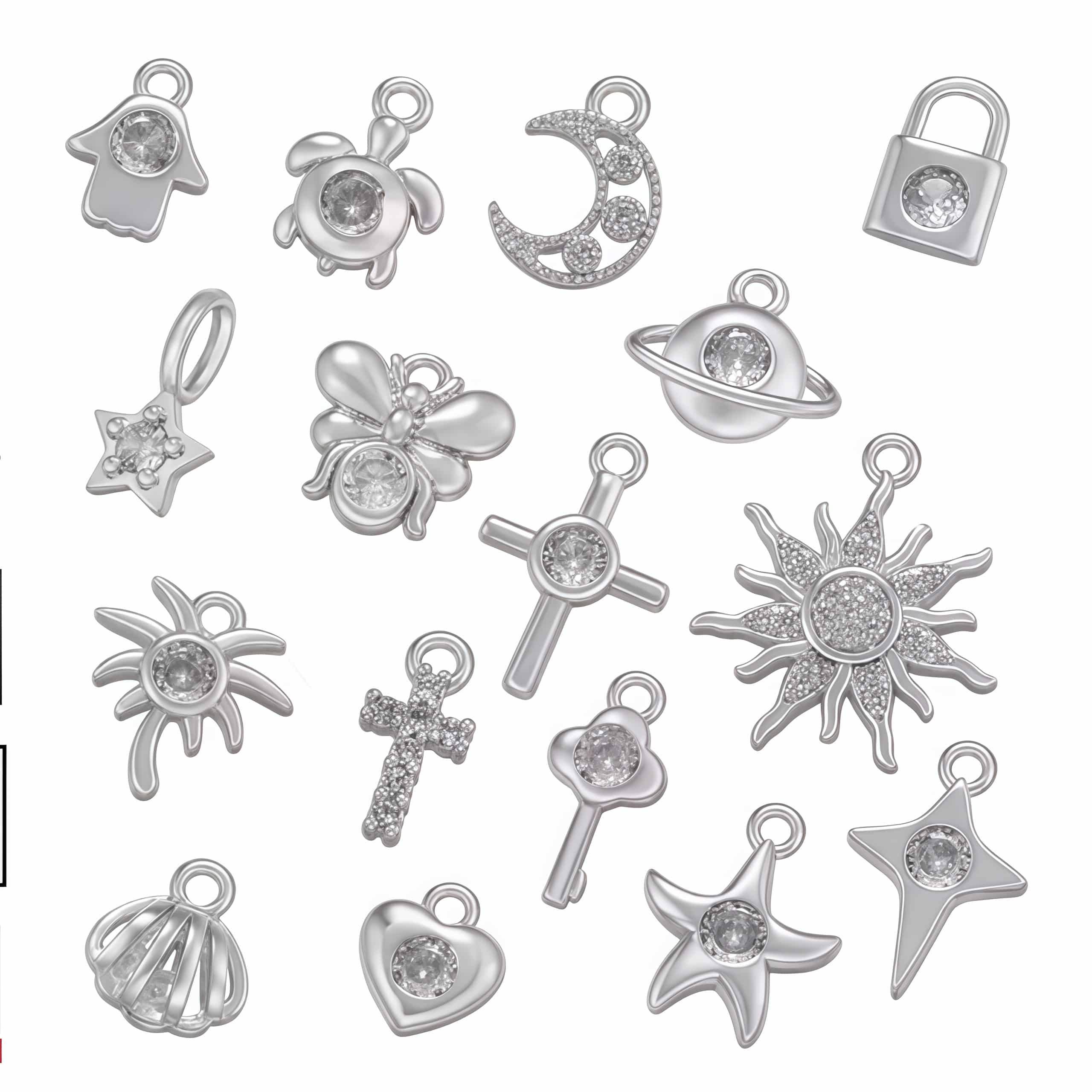 1Pcs Gold Color Silver Color Sun Moon Mini Charms