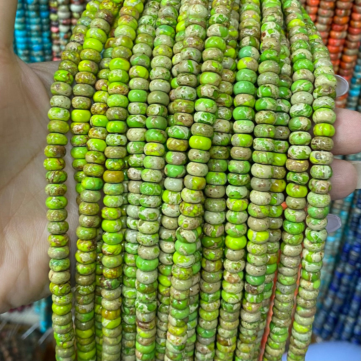 Round Rondelle Sea Sediment Japser Beads