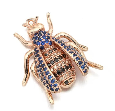 1PCS Brass Cubic Zirconia Beetle Charms Pendants