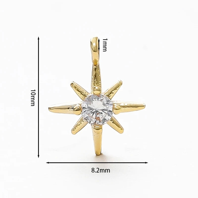 10pcs/lot 18K Gold Colors Rhinestone Hexagram Stars Brass Pendants