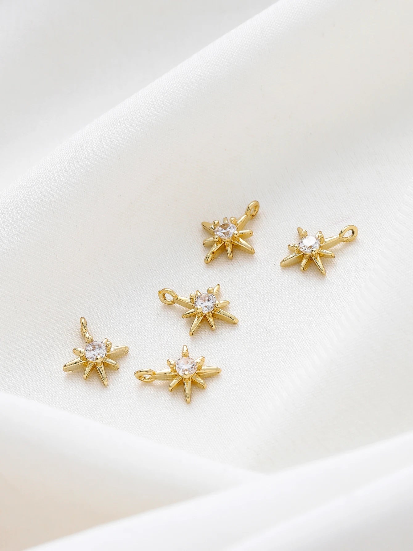 10pcs/lot 18K Gold Colors Rhinestone Hexagram Stars Brass Pendants