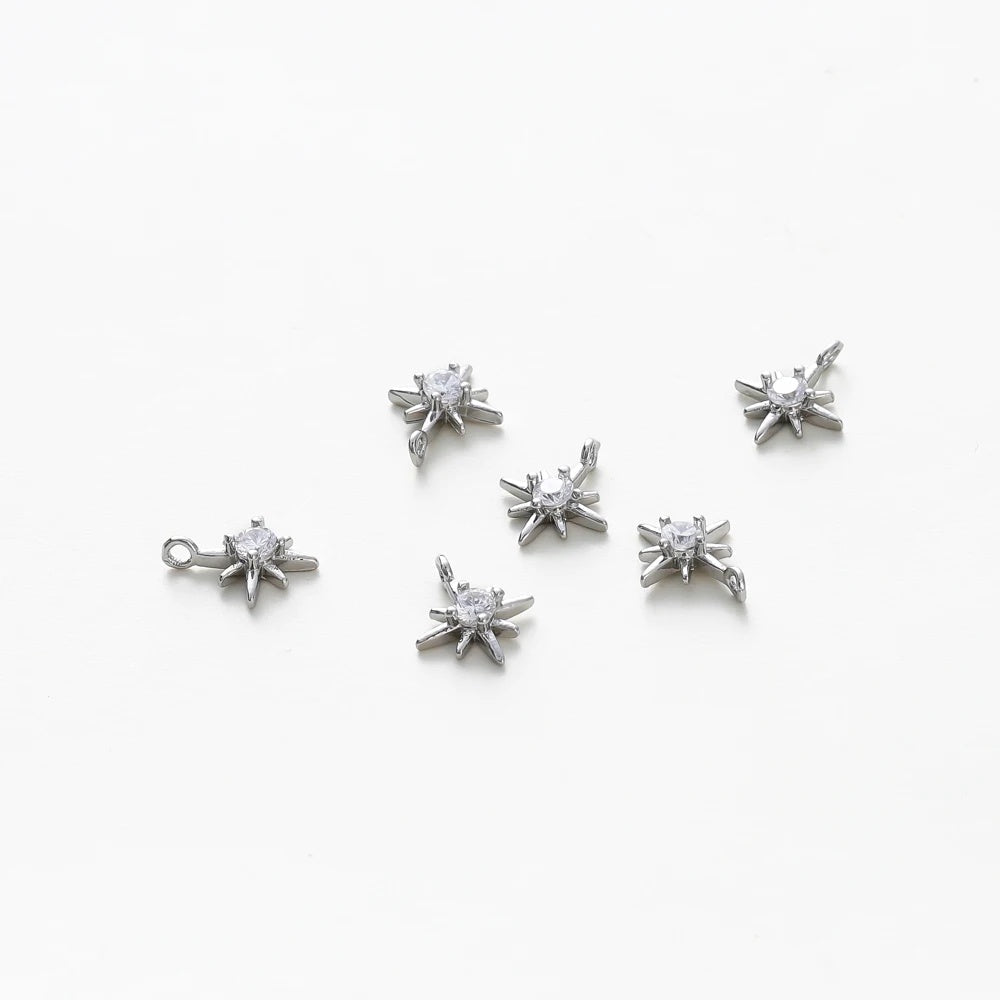 10pcs/lot 18K Gold Colors Rhinestone Hexagram Stars Brass Pendants