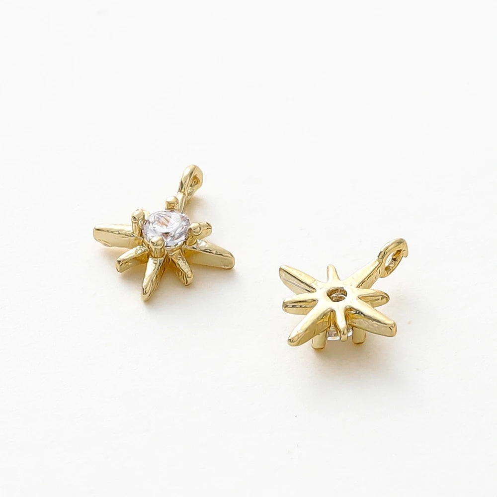 10pcs/lot 18K Gold Colors Rhinestone Hexagram Stars Brass Pendants