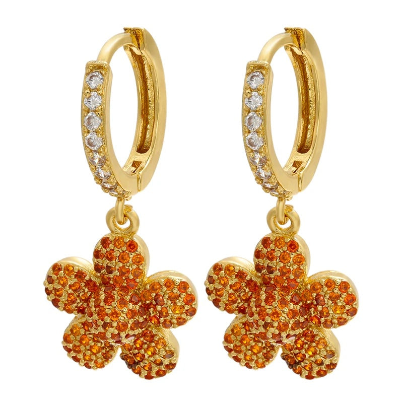 1PCS Gold-Colored Petal Earrings Charms DIY Pendant