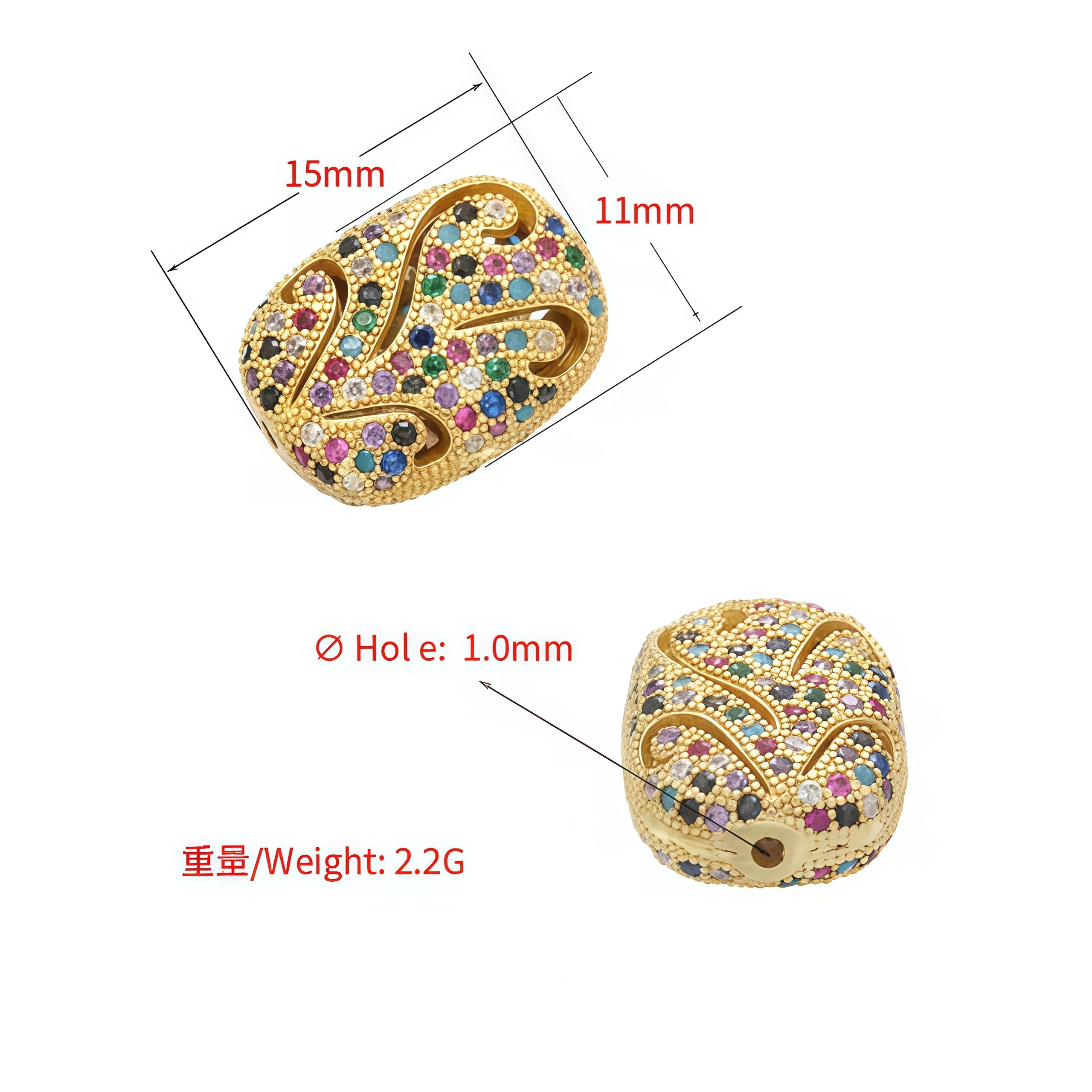 1PCS  Rectangular Hollow Candy Crystal Spacer Beads