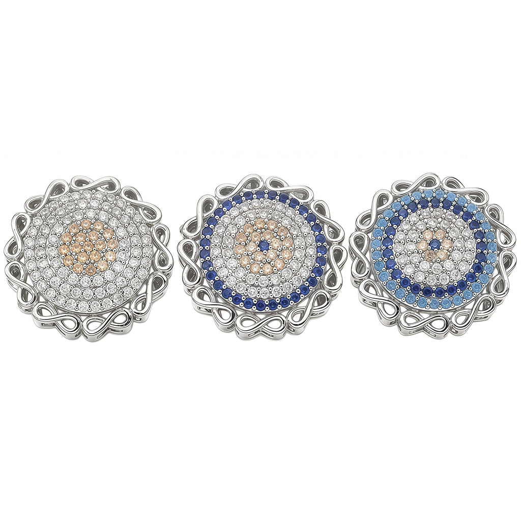 1PCS Brass Cubic Zirconia Round Flowers Charms Connectors DIY Jewelry Findings