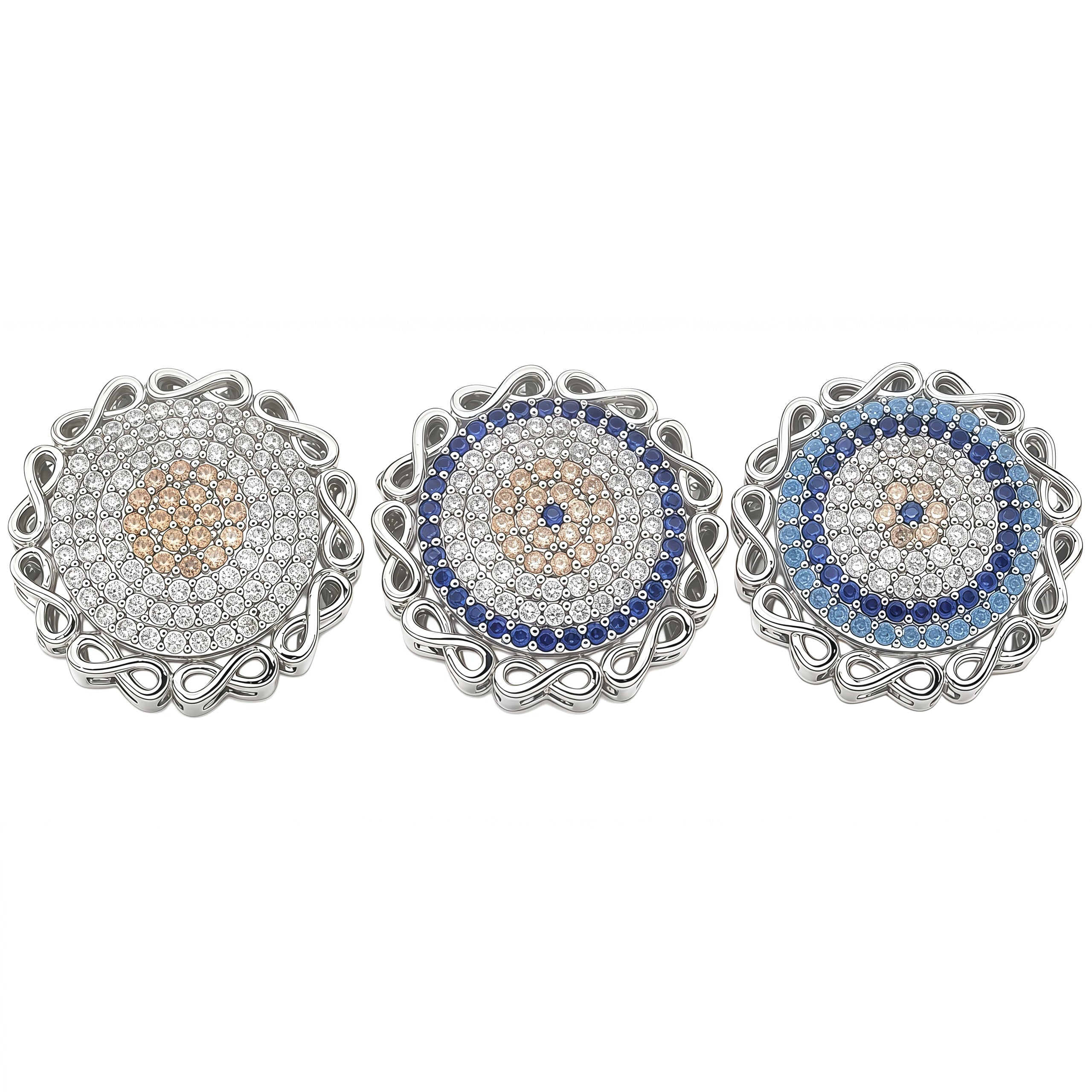 1PCS Brass Cubic Zirconia Round Flowers Charms Connectors DIY Jewelry Findings