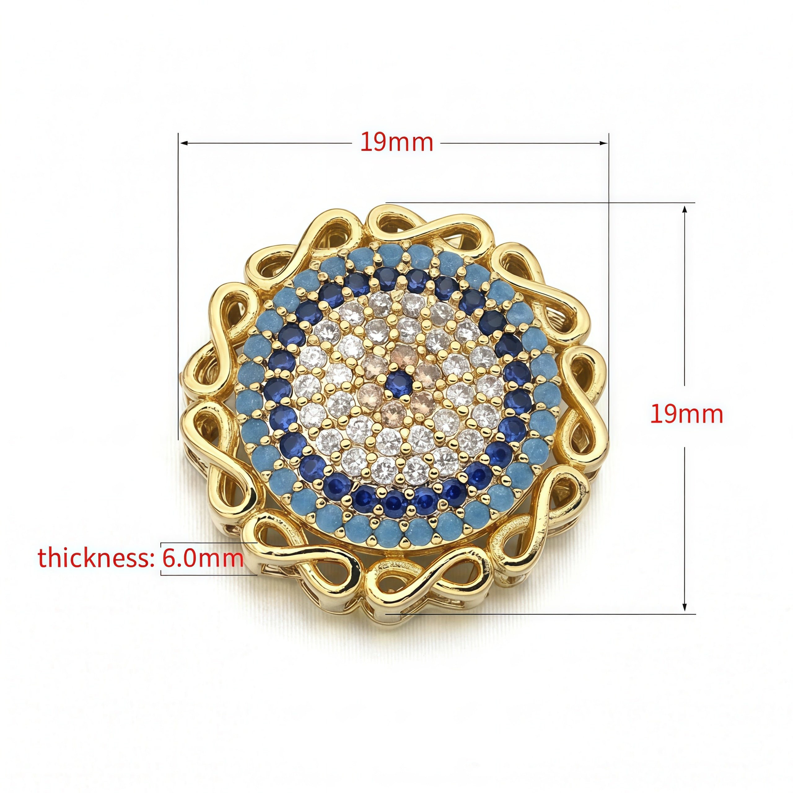 1PCS Brass Cubic Zirconia Round Flowers Charms Connectors DIY Jewelry Findings