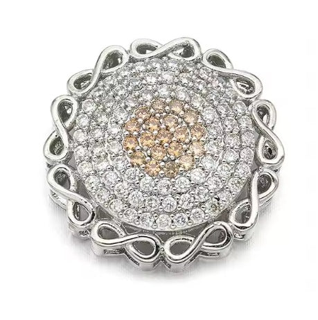 1PCS Brass Cubic Zirconia Round Flowers Charms Connectors DIY Jewelry Findings