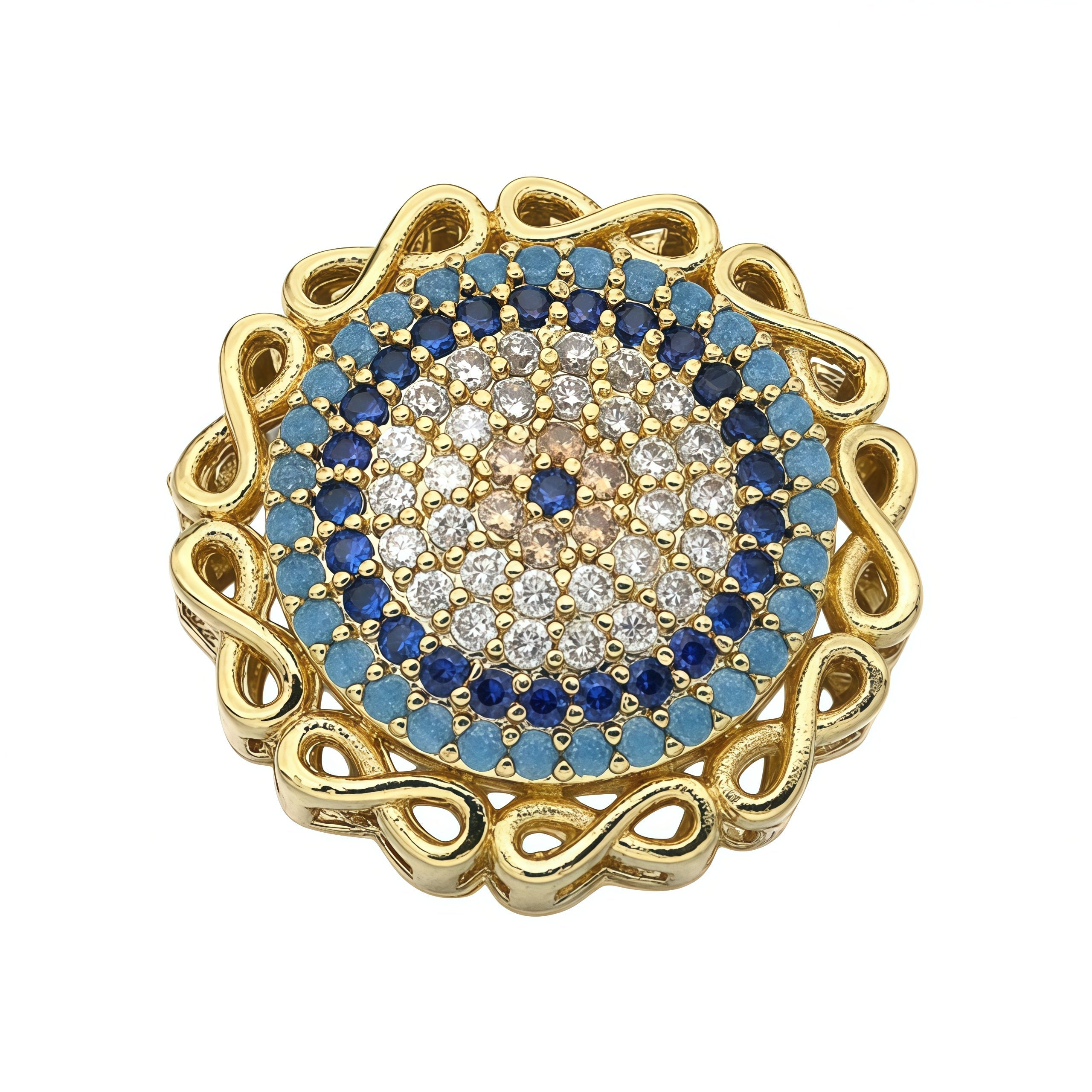 1PCS Brass Cubic Zirconia Round Flowers Charms Connectors DIY Jewelry Findings