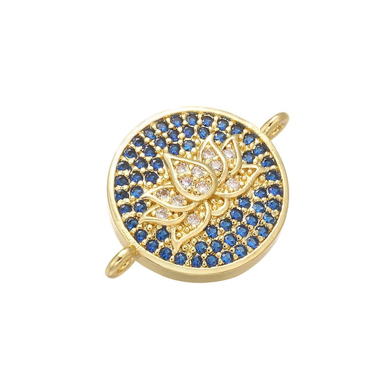 1PCS High Quality Brass Cubic Zirconia Lotus Crystal Connector