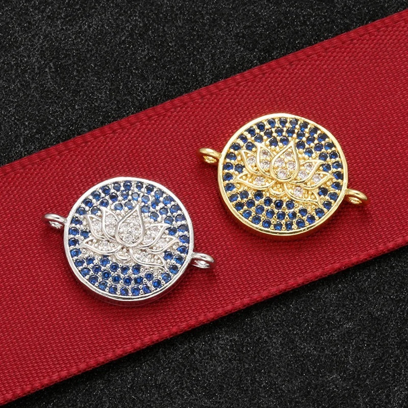 1PCS High Quality Brass Cubic Zirconia Lotus Crystal Connector