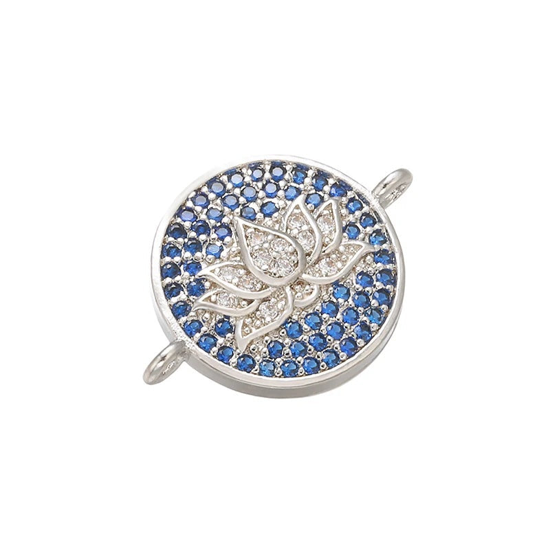 1PCS High Quality Brass Cubic Zirconia Lotus Crystal Connector
