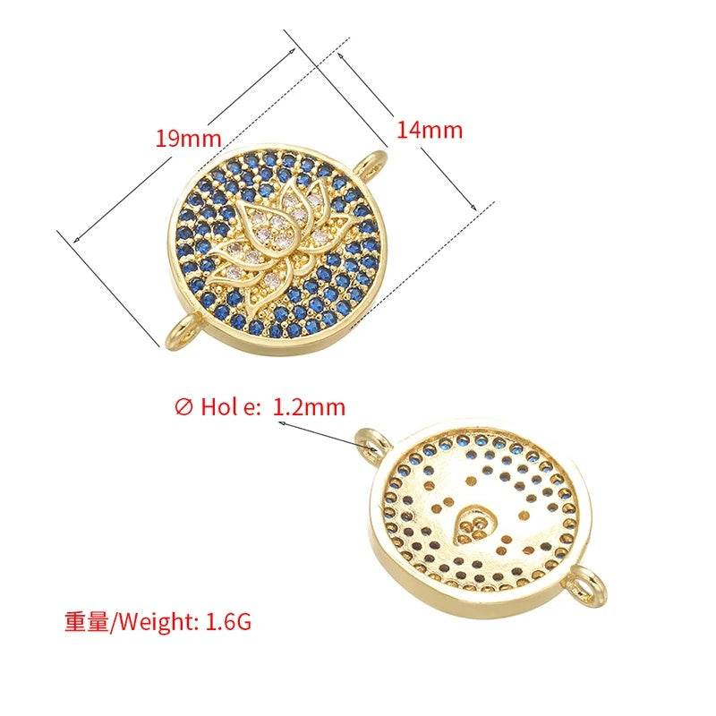 1PCS High Quality Brass Cubic Zirconia Lotus Crystal Connector