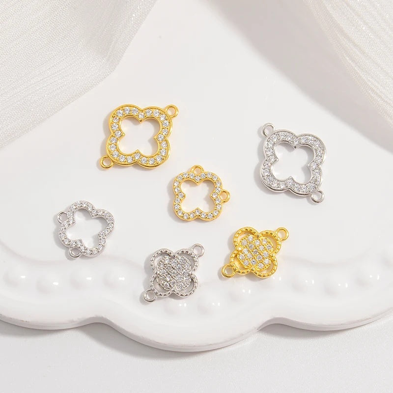 1PCS Hollowed-Out lucky Four-Leaf Clover Connector Clover Charm
