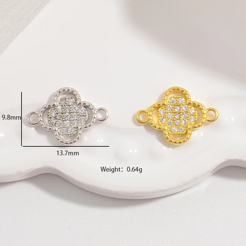 1PCS Hollowed-Out lucky Four-Leaf Clover Connector Clover Charm