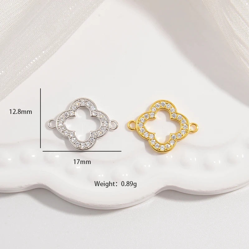 1PCS Hollowed-Out lucky Four-Leaf Clover Connector Clover Charm