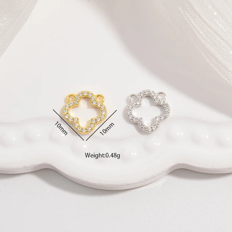 1PCS Hollowed-Out lucky Four-Leaf Clover Connector Clover Charm