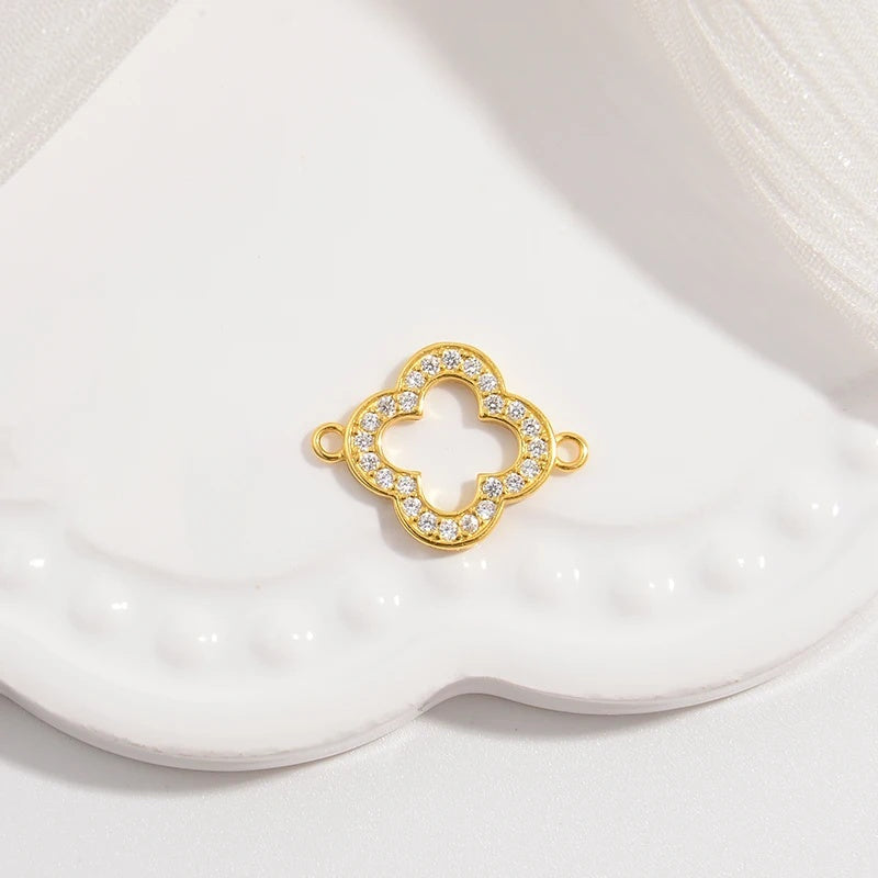 1PCS Hollowed-Out lucky Four-Leaf Clover Connector Clover Charm