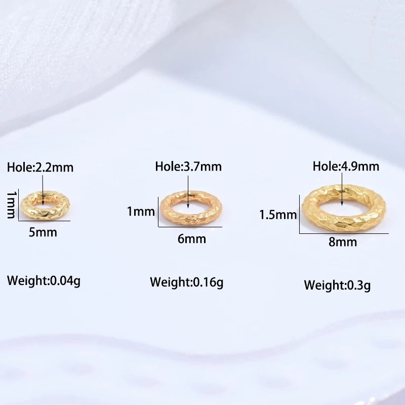 4PCS 5/6/8mm Vintage Hammered Hollow Round Spacer Bead