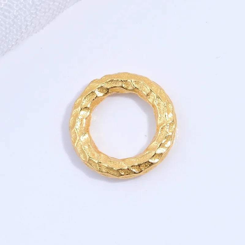 4PCS 5/6/8mm Vintage Hammered Hollow Round Spacer Bead