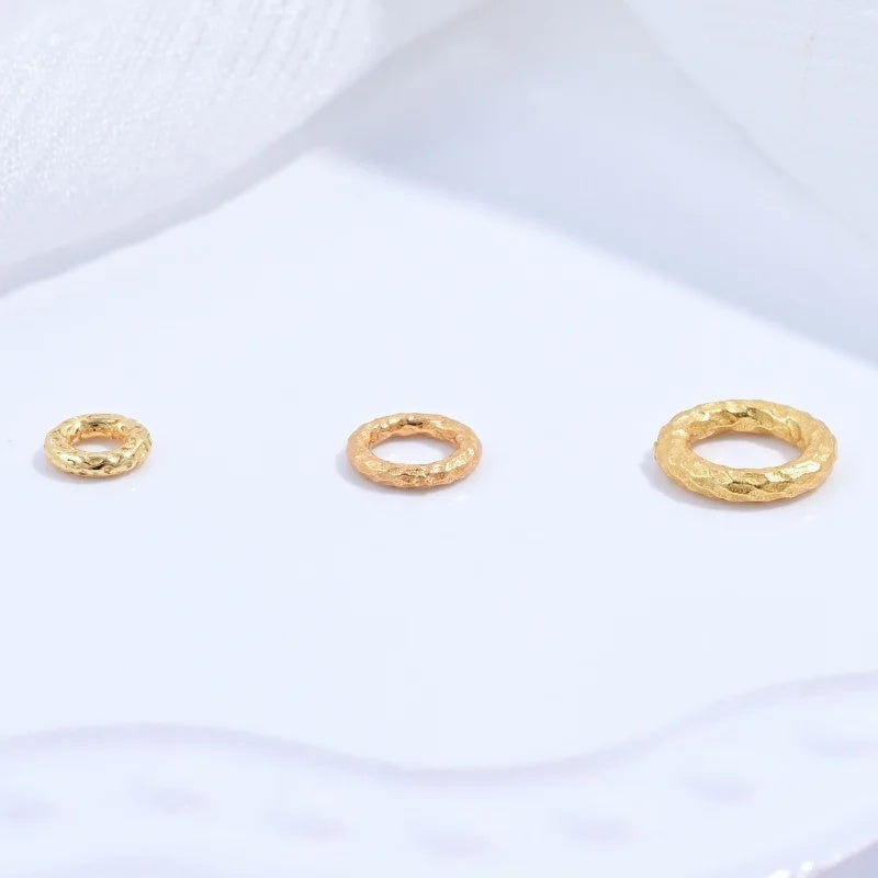 4PCS 5/6/8mm Vintage Hammered Hollow Round Spacer Bead