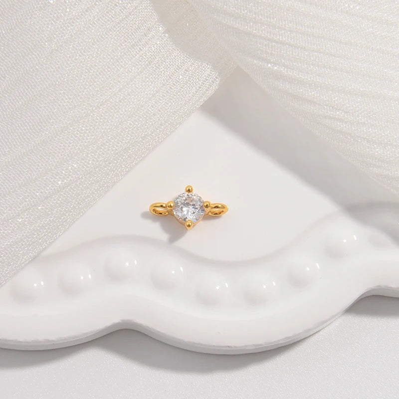 2PCS Inset Zircon Double Head Connector Buckle Charm