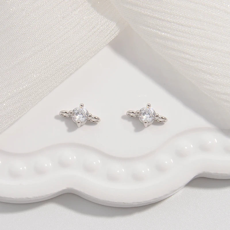 2PCS Inset Zircon Double Head Connector Buckle Charm
