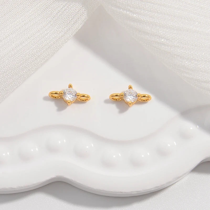 2PCS Inset Zircon Double Head Connector Buckle Charm