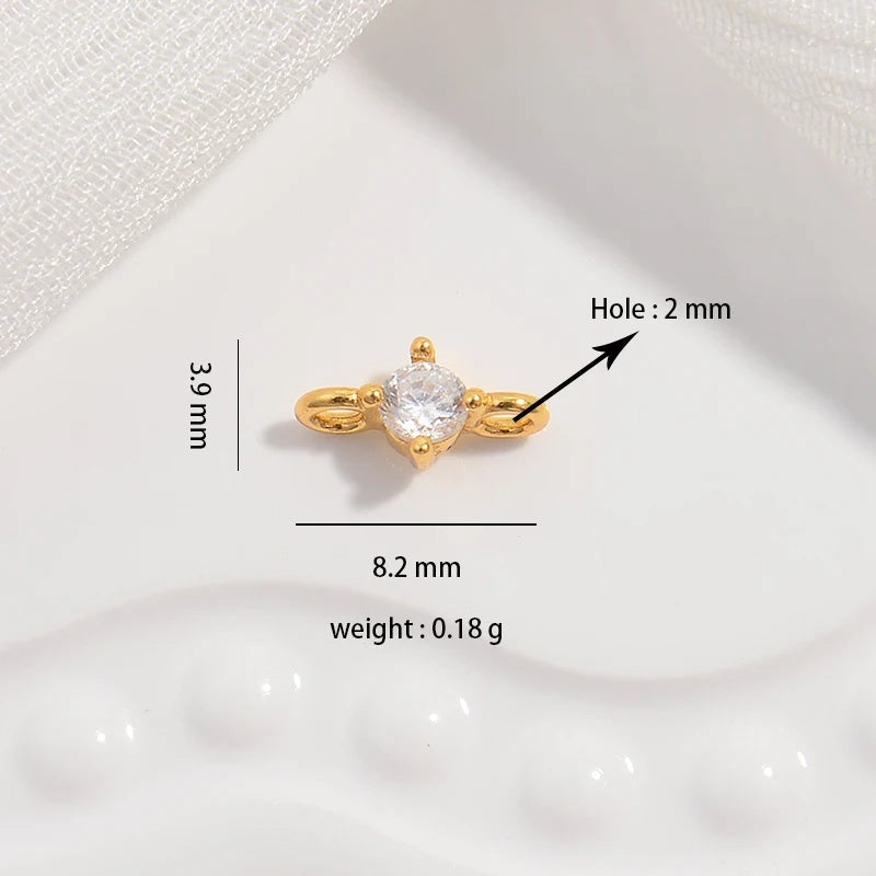 2PCS Inset Zircon Double Head Connector Buckle Charm