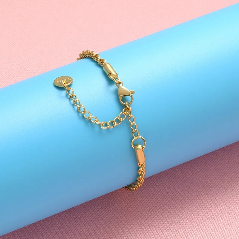 1PCS Stainless Steel Bracelets Boho Gold-color Thick/Thin Fashion Punk Twist Bracelet