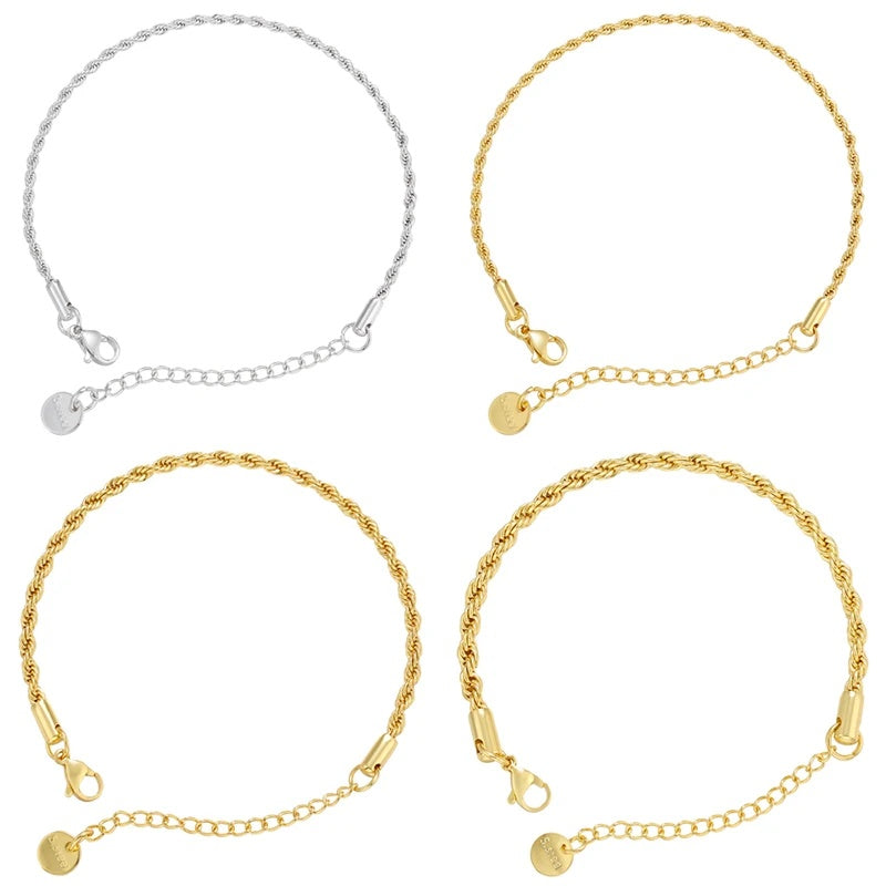 1PCS Stainless Steel Bracelets Boho Gold-color Thick/Thin Fashion Punk Twist Bracelet