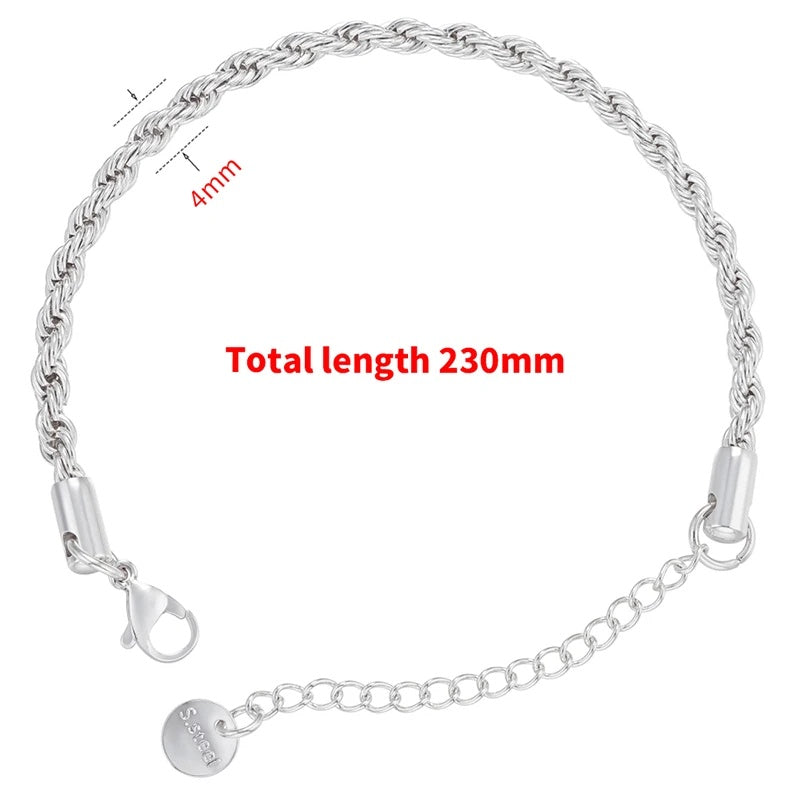 1PCS Stainless Steel Bracelets Boho Gold-color Thick/Thin Fashion Punk Twist Bracelet