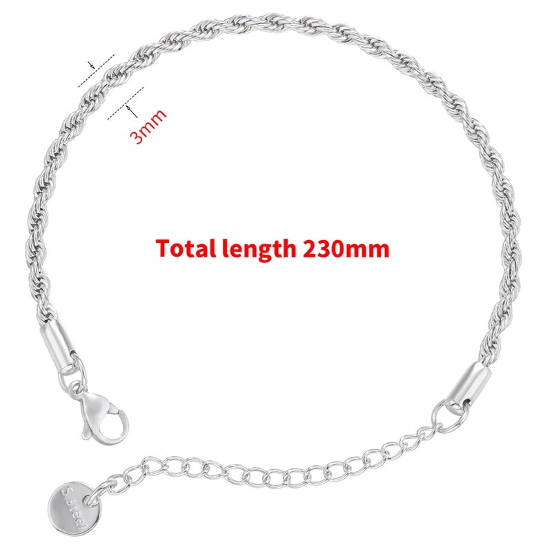 1PCS Stainless Steel Bracelets Boho Gold-color Thick/Thin Fashion Punk Twist Bracelet