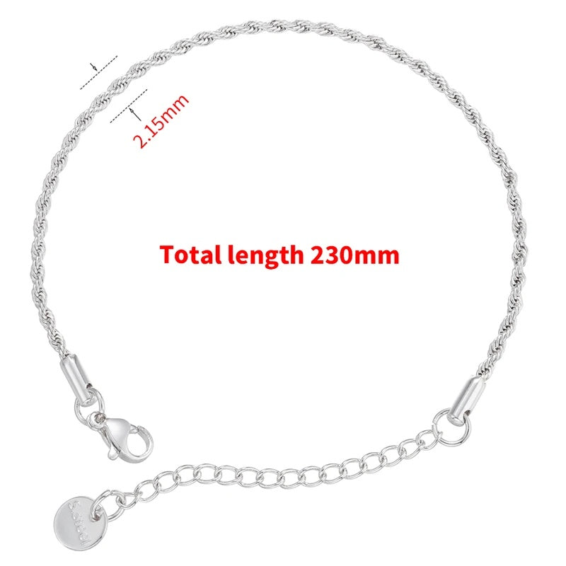 1PCS Stainless Steel Bracelets Boho Gold-color Thick/Thin Fashion Punk Twist Bracelet