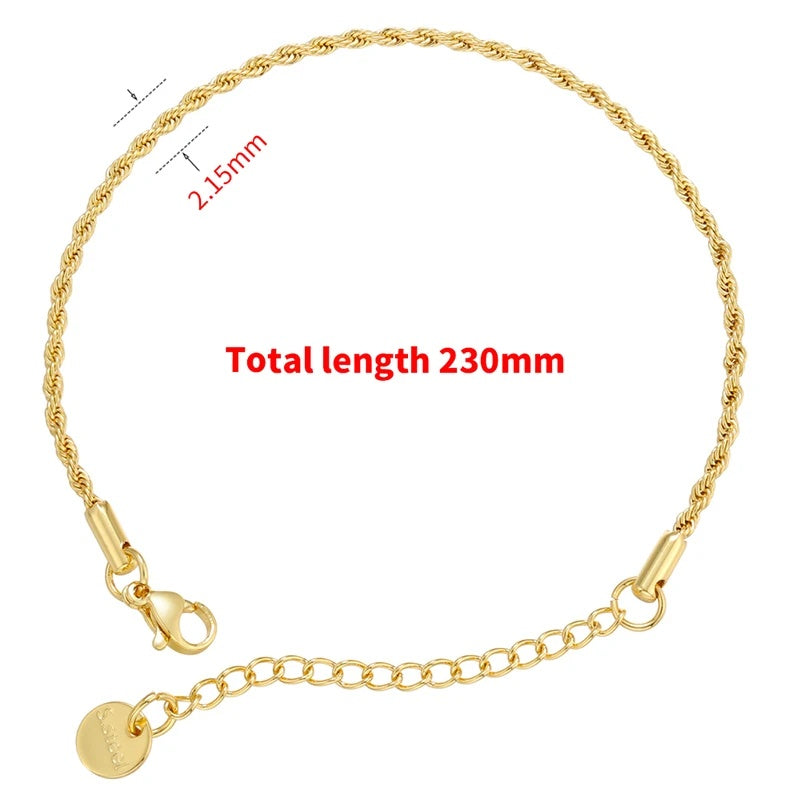 1PCS Stainless Steel Bracelets Boho Gold-color Thick/Thin Fashion Punk Twist Bracelet