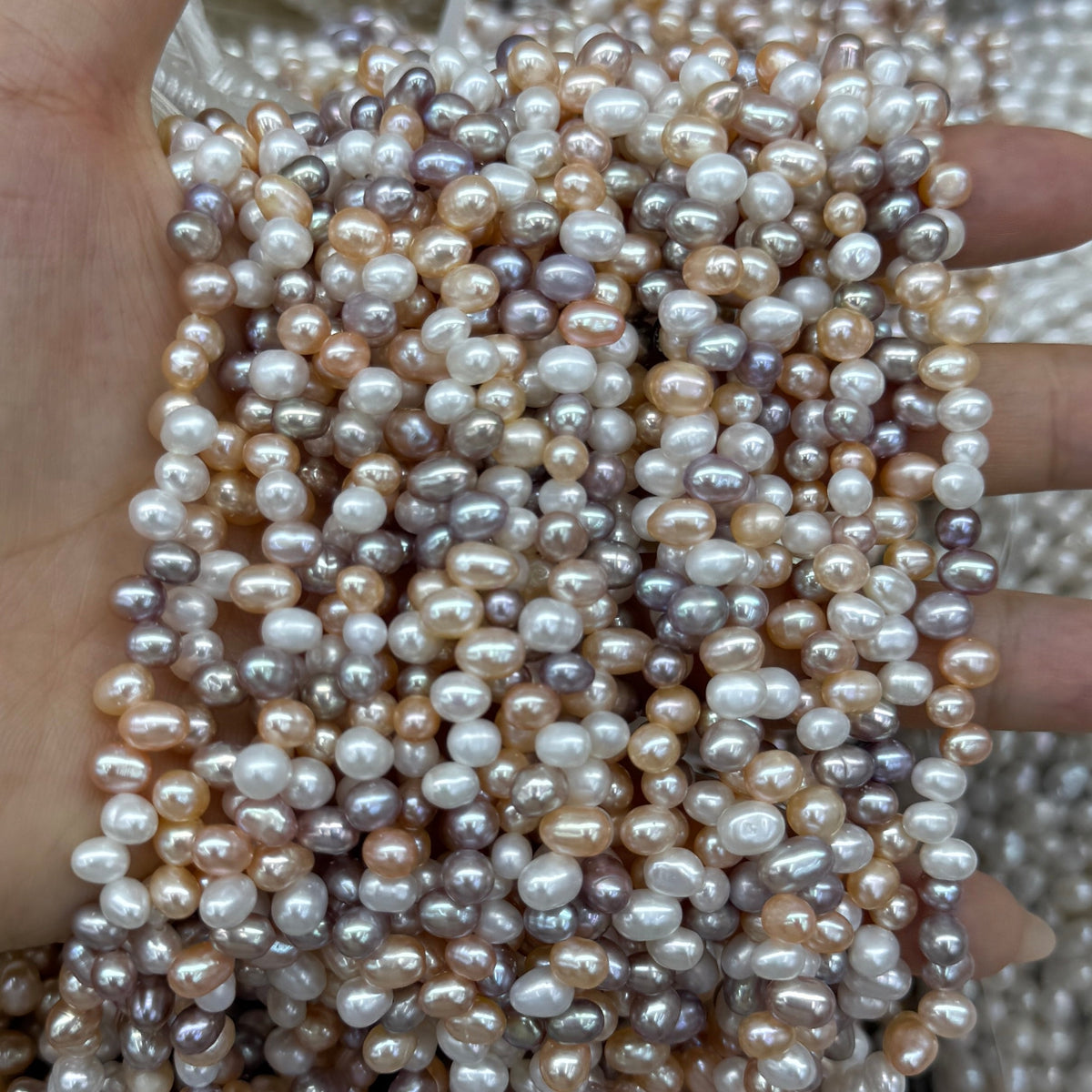 4x6mm Rice Cross Drilled Freshwater Pearl Beads