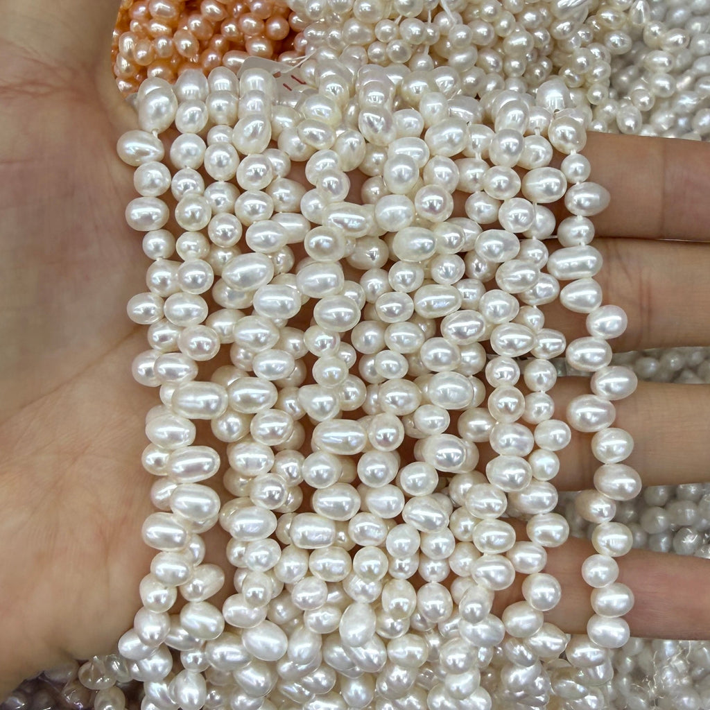 4x6mm Rice Cross Drilled Freshwater Pearl Beads