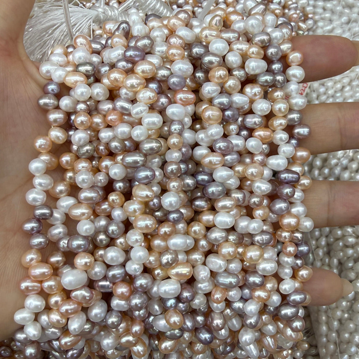 4x6mm Rice Cross Drilled Freshwater Pearl Beads