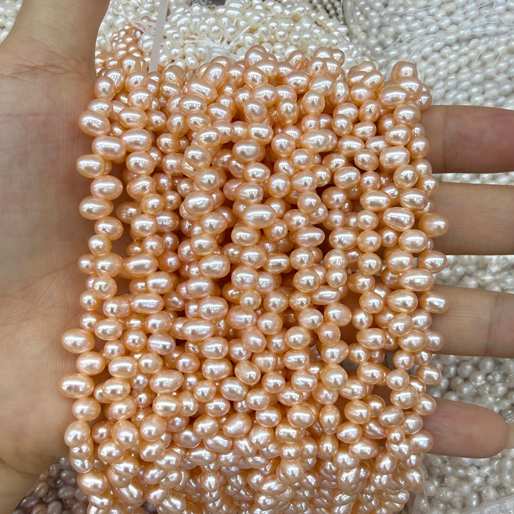 4x6mm Rice Cross Drilled Freshwater Pearl Beads