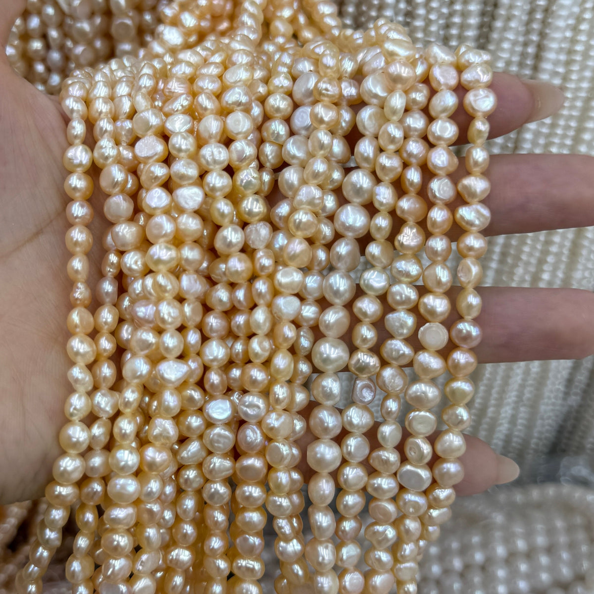 Light Champagne Baroque Freshwater Pearl Beads